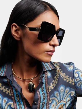 ETRO Sunglasses ETRO0026/S 807IR Oversized Square Black Frame New Authentic